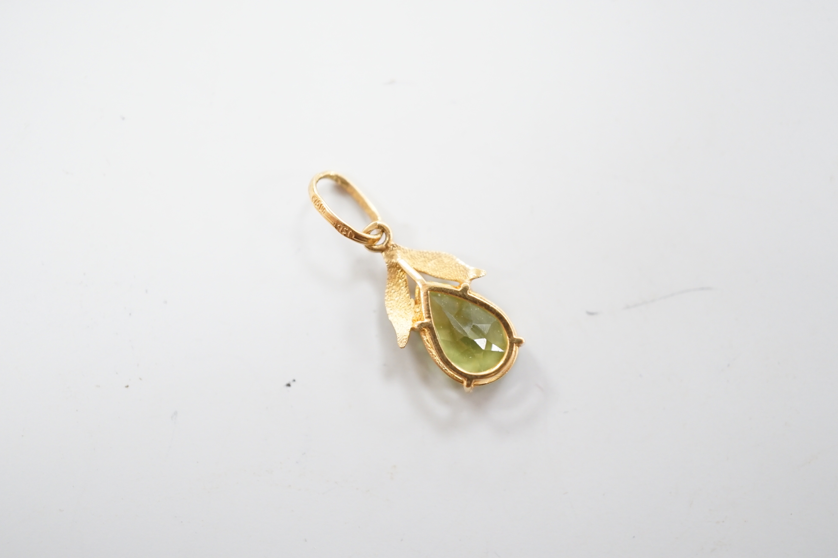 Three assorted 9ct gold and gem set rings, gross 6.7 grams, two 18ct and gem set rings including solitaire diamond and a 750 and gem set small pendant, gross 6.1 grams.